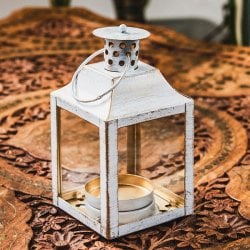 モロッコスタイル キャンドルランタン 吊り下げ/スタンド兼用【ロウソク風LEDキャンドル付き】 高さ:11.5cm 幅:6cm程度