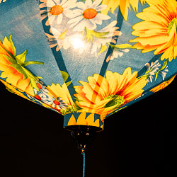 華やかな柄入り　ベトナム伝統のホイアン・ランタン(提灯) - 薄ひし形〔ひまわり模様〕 - サブ5