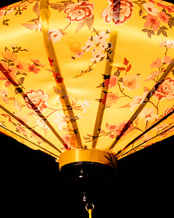 華やかな柄入り　ベトナム伝統のホイアン・ランタン(提灯) - 薄ひし形〔牡丹模様黄色〕 - サブ5