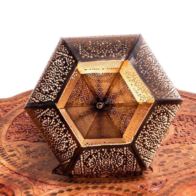 かぼちゃ形モロカンスタイルのペンダントランプ 高さ32cm 8 - 内側の様子です。