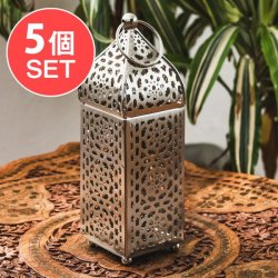 【5個セット】モロッコスタイル　キャンドルランタン 吊り下げ／スタンド兼用【ロウソク風LEDキャンドル付き】 高さ：22.5cm 幅：6.5cm程度の数割選択写真
