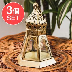 【3個セット】モロッコスタイル キャンドルランタン 吊り下げ/スタンド兼用【ロウソク風LEDキャンドル付き】 高さ:17cm 幅:10.5cm程度 - メイン