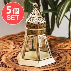 【5個セット】モロッコスタイル　キャンドルランタン 吊り下げ／スタンド兼用【ロウソク風LEDキャンドル付き】 高さ：17cm 幅：10.5cm程度の数割選択写真