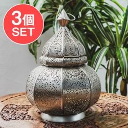 【3個セット】モロッコスタイル キャンドルランタン 吊り下げ/スタンド兼用【ロウソク風LEDキャンドル付き】 高さ:28cm 幅:20cm程度の画像