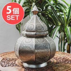 【5個セット】モロッコスタイル キャンドルランタン 吊り下げ/スタンド兼用【ロウソク風LEDキャンドル付き】 高さ:28cm 幅:20cm程度の画像