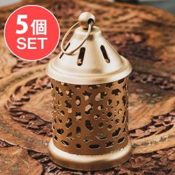【5個セット】モロッコスタイル キャンドルランタン 吊り下げ/スタンド兼用【ロウソク風LEDキャンドル付き】 高さ:10.5cm 幅:6cm程度 - メイン
