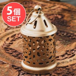 【5個セット】モロッコスタイル　キャンドルランタン 吊り下げ／スタンド兼用【ロウソク風LEDキャンドル付き】 高さ：10.5cm 幅：6cm程度の数割選択写真