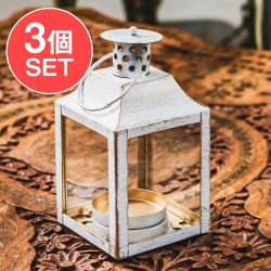 【3個セット】モロッコスタイル キャンドルランタン 吊り下げ/スタンド兼用【ロウソク風LEDキャンドル付き】 高さ:11.5cm 幅:6cm程度 - メイン