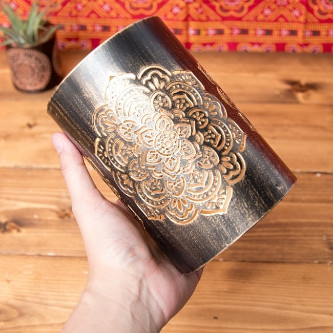 【6個セット】幾何学模様の透かし彫りが美しいマンダラランプ[円筒形 高さ:15cm] 10 - サイズのご参考にどうぞ。