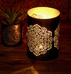 【6個セット】幾何学模様の透かし彫りが美しいマンダラランプ[円筒形 高さ:15cm] - サブ2
