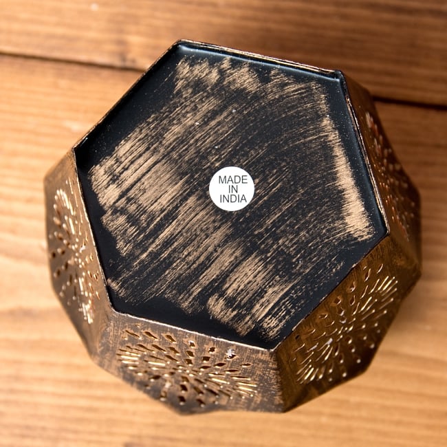 【6個セット】幾何学模様の透かし彫りが美しいマンダラランプ[六角形 高さ:10cm] 9 - 裏面の様子です。