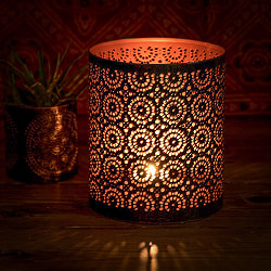 【6個セット】幾何学模様の透かし彫りが美しいマンダラランプ[円筒形  高さ:15cm] - サブ2