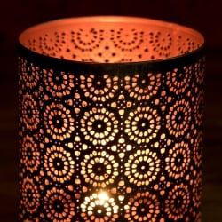 【6個セット】幾何学模様の透かし彫りが美しいマンダラランプ[円筒形  高さ:15cm] - サブ3