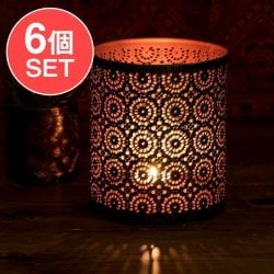 【6個セット】幾何学模様の透かし彫りが美しいマンダラランプ[円筒形  高さ:15cm](SET-GENE-119)