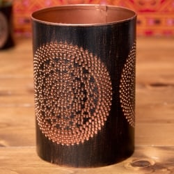 【6個セット】幾何学模様の透かし彫りが美しいマンダラランプ[円筒形・マンダラ  高さ:14.5cm] - サブ5