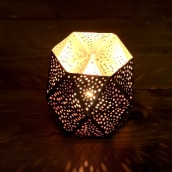 【6個セット】幾何学模様の透かし彫りが美しいマンダラランプ[六角形  高さ:8cm] - サブ4