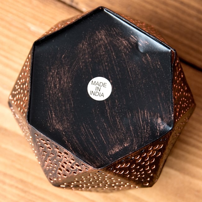 【6個セット】幾何学模様の透かし彫りが美しいマンダラランプ[六角形  高さ:8cm] 9 - 裏面の様子です。