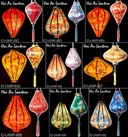 【自由に選べる3個セット】華やかな柄入り　ベトナム伝統のホイアン・ランタン〔提灯〕 - サブ3