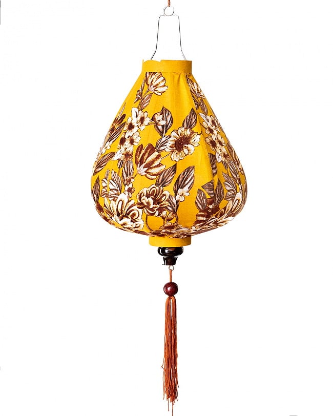 【3個セット】華やかな柄入り ベトナム伝統のホイアン・ランタン〔提灯〕 - ティアドロップ〔レトロ更紗模様〕 8 - 明るい場所での写真です