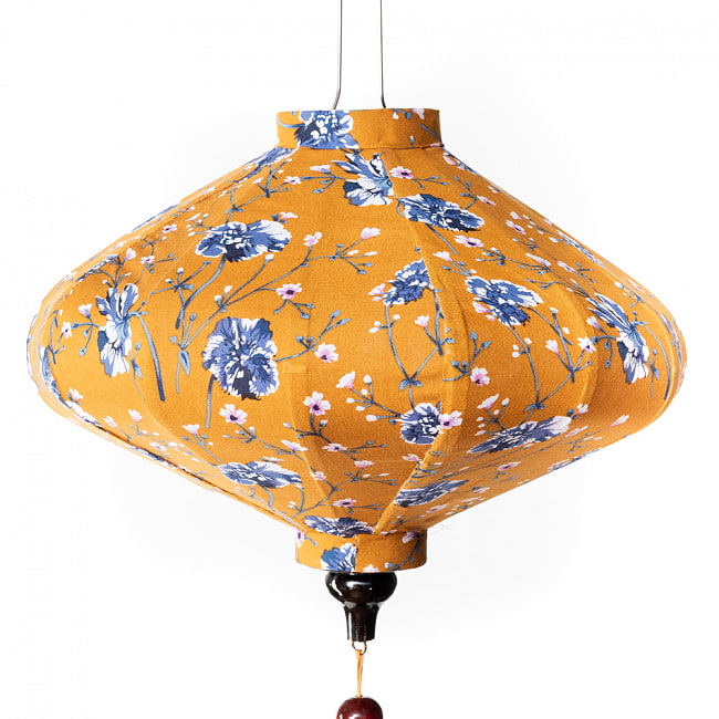 【3個セット】華やかな柄入り　ベトナム伝統のホイアン・ランタン(提灯) - 薄ひし形〔更紗模様〕 9 - 柄入りなので雰囲気があります