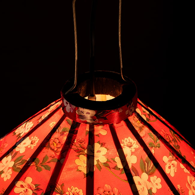 【3個セット】華やかな柄入り ベトナム伝統のホイアン・ランタン(提灯) - ダイヤ型〔レトロ小花模様〕 7 - 上からの写真です