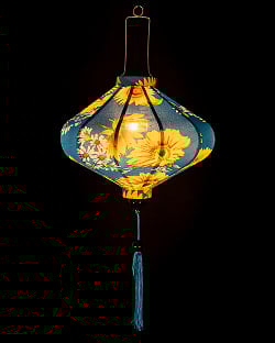 【3個セット】華やかな柄入り　ベトナム伝統のホイアン・ランタン(提灯) - 薄ひし形〔ひまわり模様〕 - サブ3