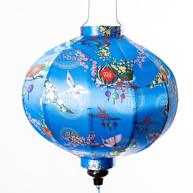 【3個セット】華やかな柄入り　ベトナム伝統のホイアン・ランタン(提灯) - 丸型〔テト祝華模様〕 9 - 柄入りなので雰囲気があります