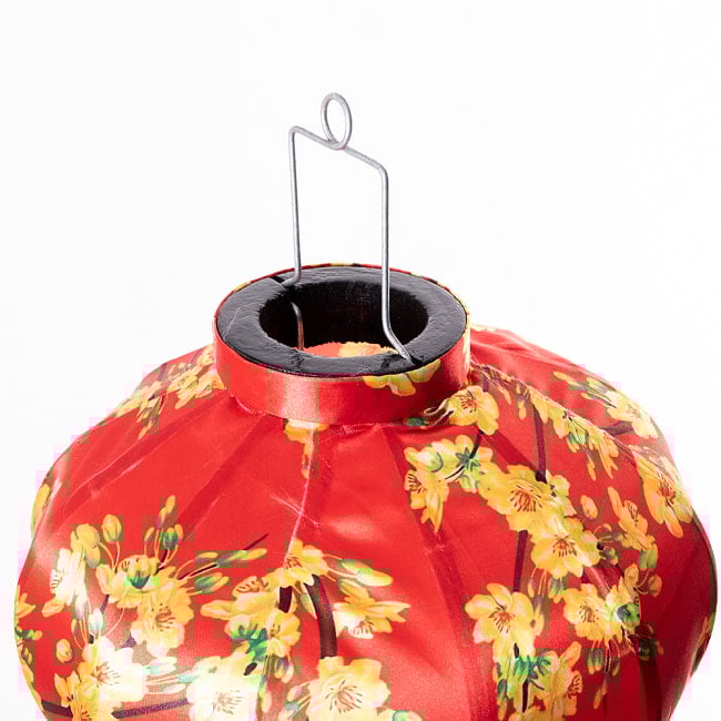 【3個セット】華やかな柄入り　ベトナム伝統のホイアン・ランタン〔提灯〕 - ほおずき型〔黄梅模様〕 10 - 上部の写真です