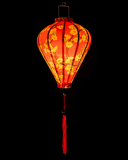 【3個セット】華やかな柄入り　ベトナム伝統のホイアン・ランタン〔提灯〕 - ほおずき型〔黄梅模様〕 - サブ3