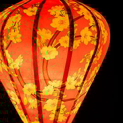 【3個セット】華やかな柄入り　ベトナム伝統のホイアン・ランタン〔提灯〕 - ほおずき型〔黄梅模様〕 - サブ5