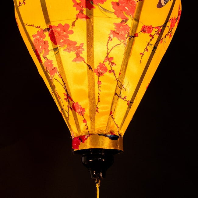 【3個セット】華やかな柄入り　ベトナム伝統のホイアン・ランタン〔提灯〕 - ほおずき型〔蝶と桃の花模様〕 6 - 角度を変えてみてみました。