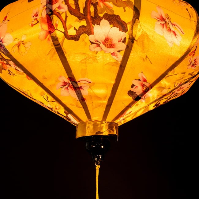 【3個セット】華やかな柄入り　ベトナム伝統のホイアン・ランタン(提灯) - 薄ひし形〔木蓮模様〕 6 - 角度を変えてみてみました。