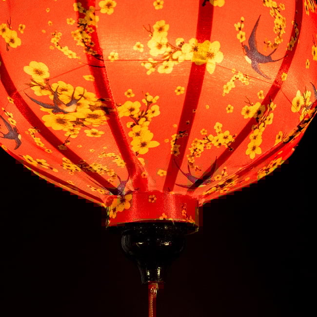 【3個セット】華やかな柄入り　ベトナム伝統のホイアン・ランタン〔提灯〕 - ティアドロップ〔燕と黄梅模様〕 6 - 角度を変えてみてみました。