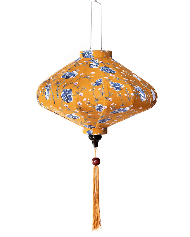 【5個セット】華やかな柄入り　ベトナム伝統のホイアン・ランタン(提灯) - 薄ひし形〔更紗模様〕 8 - 明るい場所での写真です
