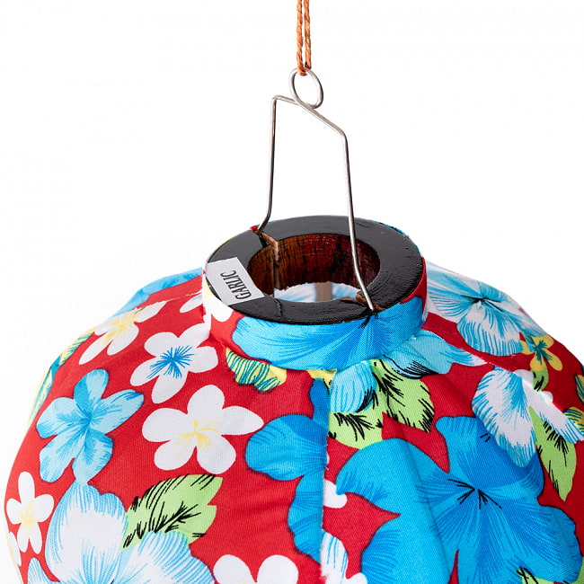 【5個セット】華やかな柄入り　ベトナム伝統のホイアン・ランタン〔提灯〕 - ほおずき型〔レトロ花模様〕 10 - 上部の写真です