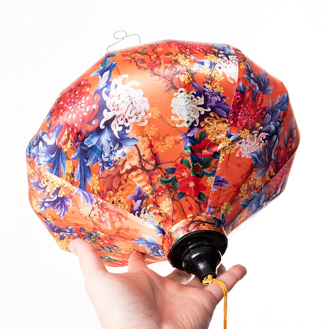 【5個セット】華やかな柄入り ベトナム伝統のホイアン・ランタン(提灯) - ダイヤ型〔菊椿模様〕 12 - とても良い雰囲気ですね