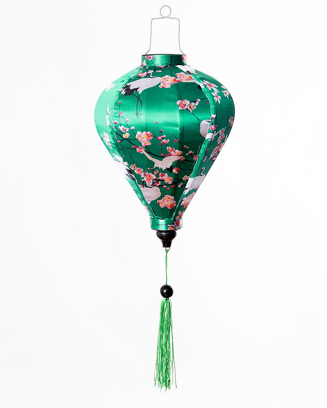 【5個セット】華やかな柄入り　ベトナム伝統のホイアン・ランタン〔提灯〕 - ほおずき型〔梅鶴模様〕 8 - 明るい場所での写真です