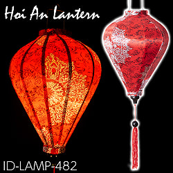 【5個セット】華やかな柄入り　ベトナム伝統のホイアン・ランタン〔提灯〕 - ほおずき型〔更紗マンダラ模様〕 - サブ2