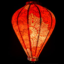 【5個セット】華やかな柄入り　ベトナム伝統のホイアン・ランタン〔提灯〕 - ほおずき型〔更紗マンダラ模様〕 - サブ4