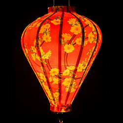 【5個セット】華やかな柄入り　ベトナム伝統のホイアン・ランタン〔提灯〕 - ほおずき型〔黄梅模様〕 - サブ4