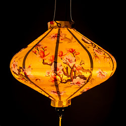 【5個セット】華やかな柄入り　ベトナム伝統のホイアン・ランタン(提灯) - 薄ひし形〔木蓮模様〕 - サブ4