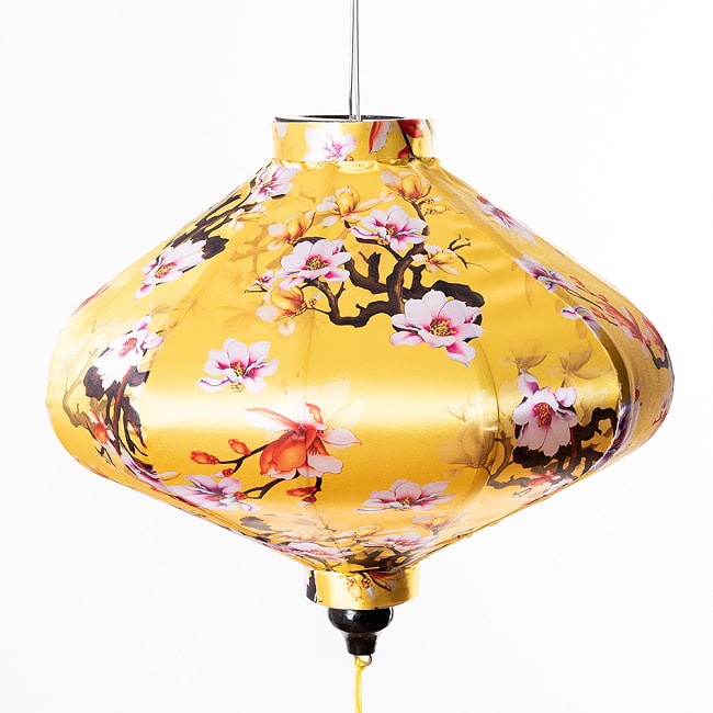 【5個セット】華やかな柄入り　ベトナム伝統のホイアン・ランタン(提灯) - 薄ひし形〔木蓮模様〕 9 - 柄入りなので雰囲気があります