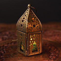 【自由に選べる6個セット】モロッコスタイルの透かし彫りLEDキャンドルランタン【ロウソク風LEDキャンドル付き】 - 〔グリーン〕約11.7cm×約6.1cm - サブ2