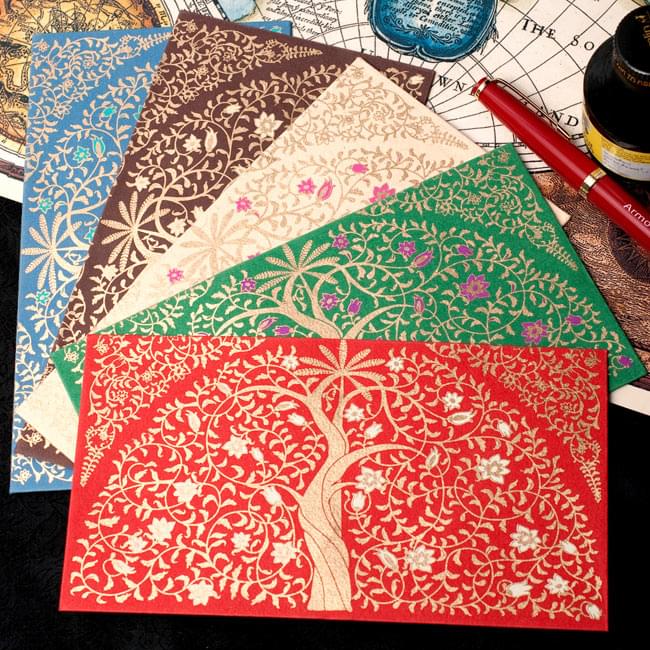 インドの封筒 - 木と唐草模様-RITI-の写真