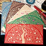 インドの封筒 - 木と唐草模様-RITI-
