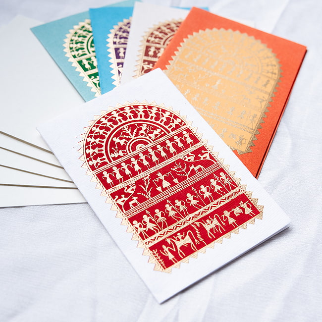 インドのメッセージカードセット - NIKITA 2 - 拡大写真です。インドの伝統的なデザインが魅力的で品があります。