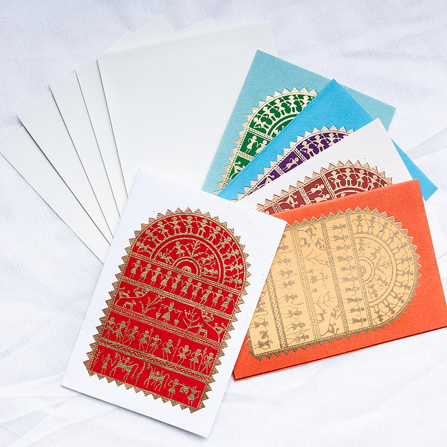 インドのメッセージカードセット - NIKITAの写真1枚目です。チマンラールのレターセットです！便箋と封筒が5セット分入っております。レターセット,インド 封筒,封筒,チマンラール,Chimanlals