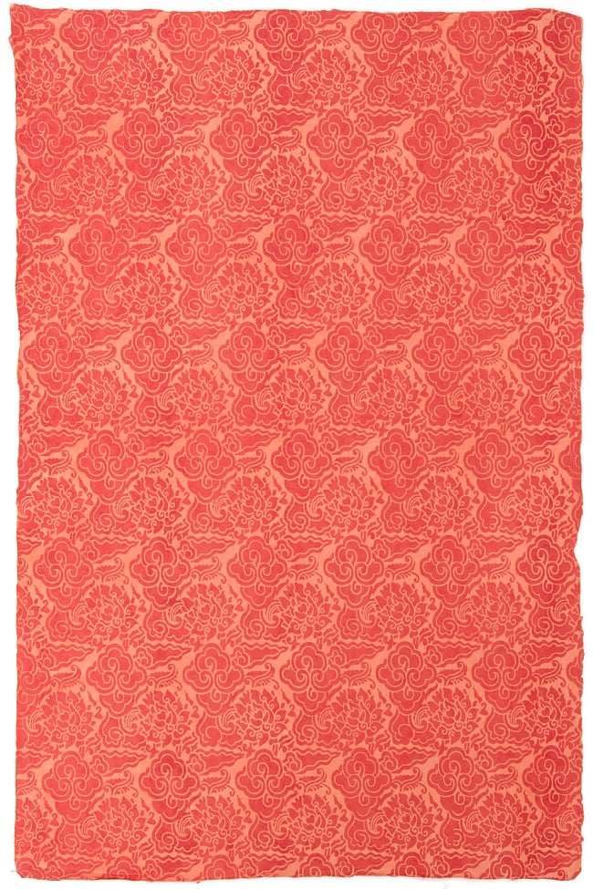 【75cmx50cm】ロクタ紙のラッピングペーパー3枚セット -赤とオレンジ・牡丹の写真1枚目です。商品の全体図ですラッピング,ギフト,ロクタ紙,手作り,紙,