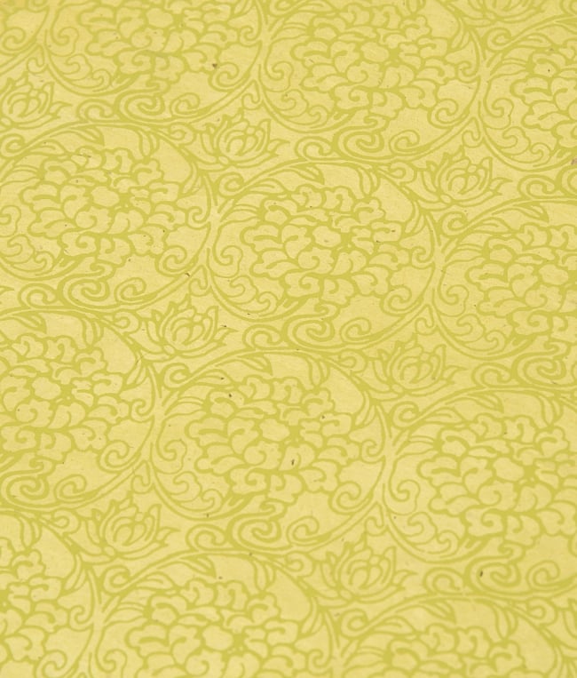 【75cmx50cm】ロクタ紙のラッピングペーパー3枚セット -黄緑色・花柄 3 - 柄をさらに拡大してみました