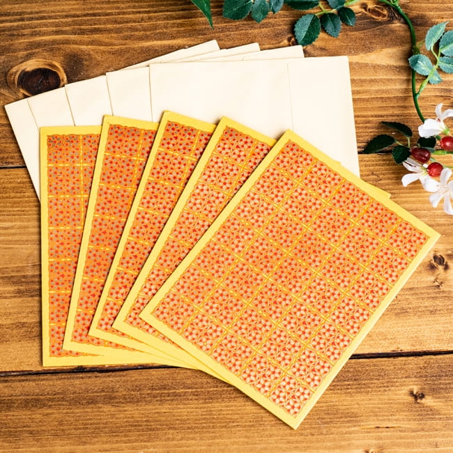 インドのメッセージカード&封筒5組セット - MISC STATIONERYの写真